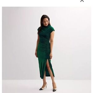 Robbie Bee Emerald Green Velvet Cowl Neck Ruched Midi Dress RB69072R Mens S